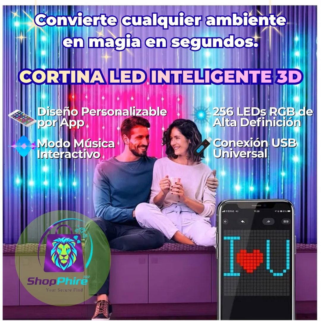 CORTINA INTELIGENTE LED 3D
