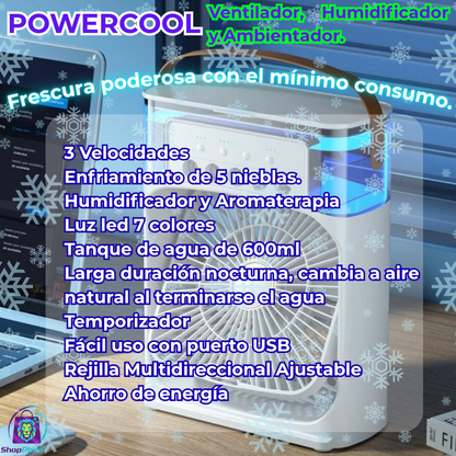 POWERCOOLER ventilador, humidificador y ambientador 3 en 1